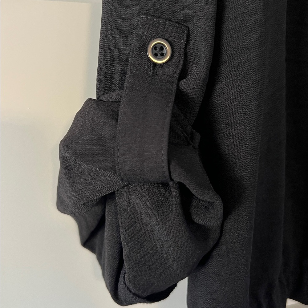 Simply Vera Vera Wang Black Tie-Front Button Down Shirt - Picture 6 of 6